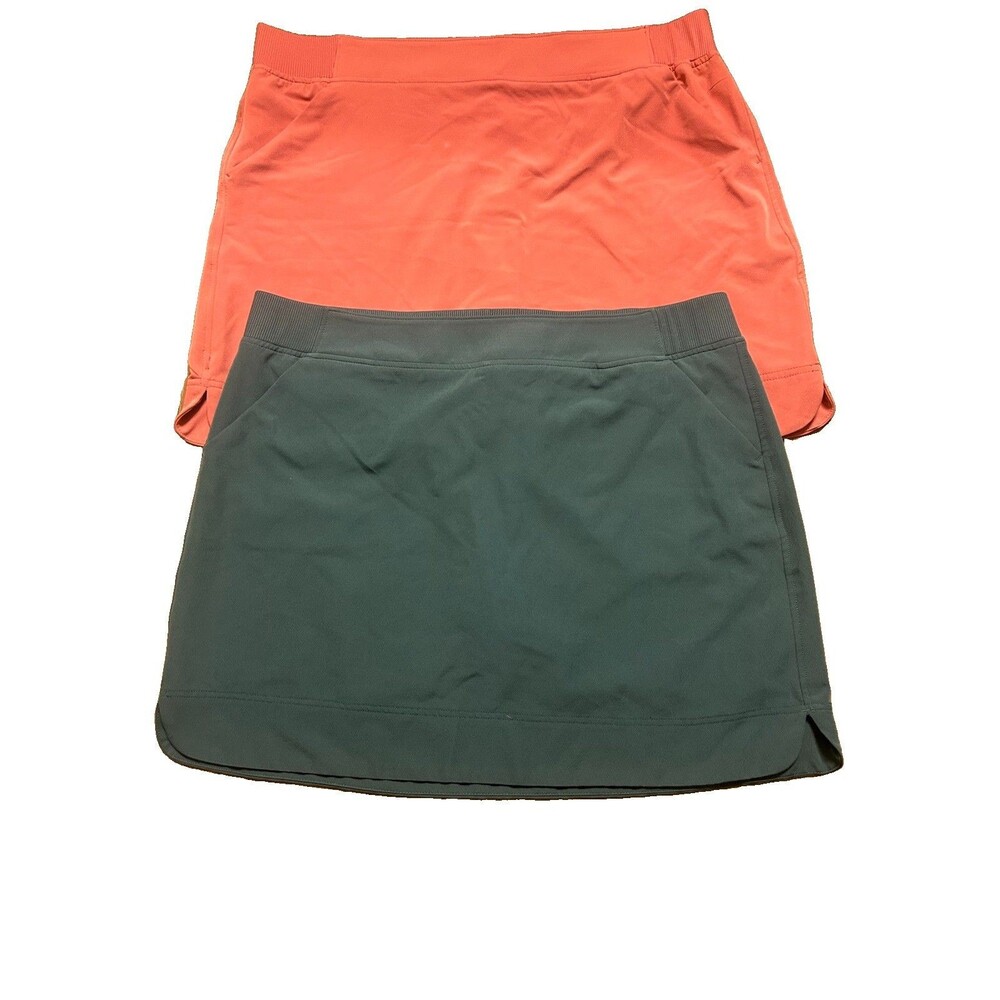 32 Degrees Cool  Lot of 2 Women XL Athletic Skort Pockets Stretchy Orange Green